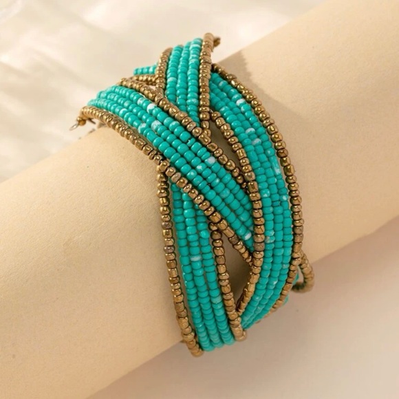 ❤️Turquoise Beaded Cuff Bracelet 5 for $10 Deal! - Picture 2 of 5